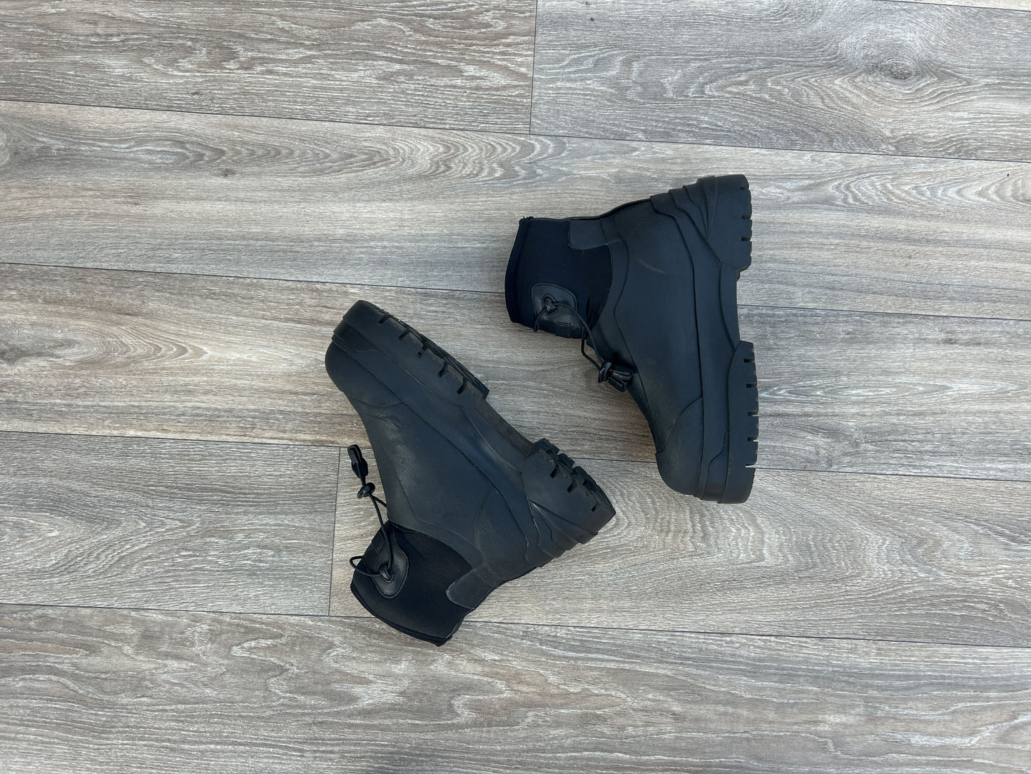 Moncler x 1017 Alyx 9sm leather-trimmed rubber & neoprene boots