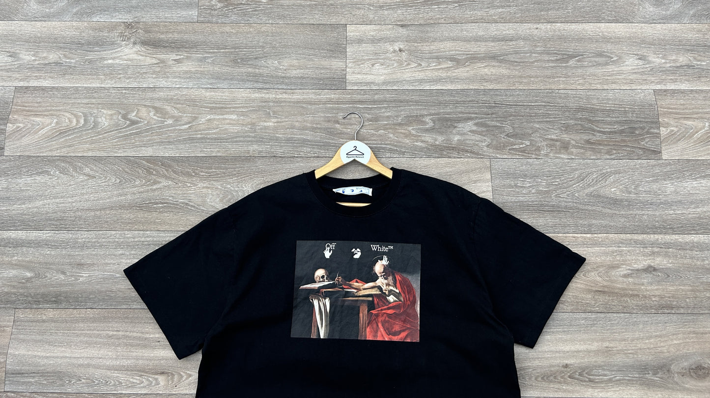 Off-white drowning man Caravaggio Saint Jerome logo print tshirt