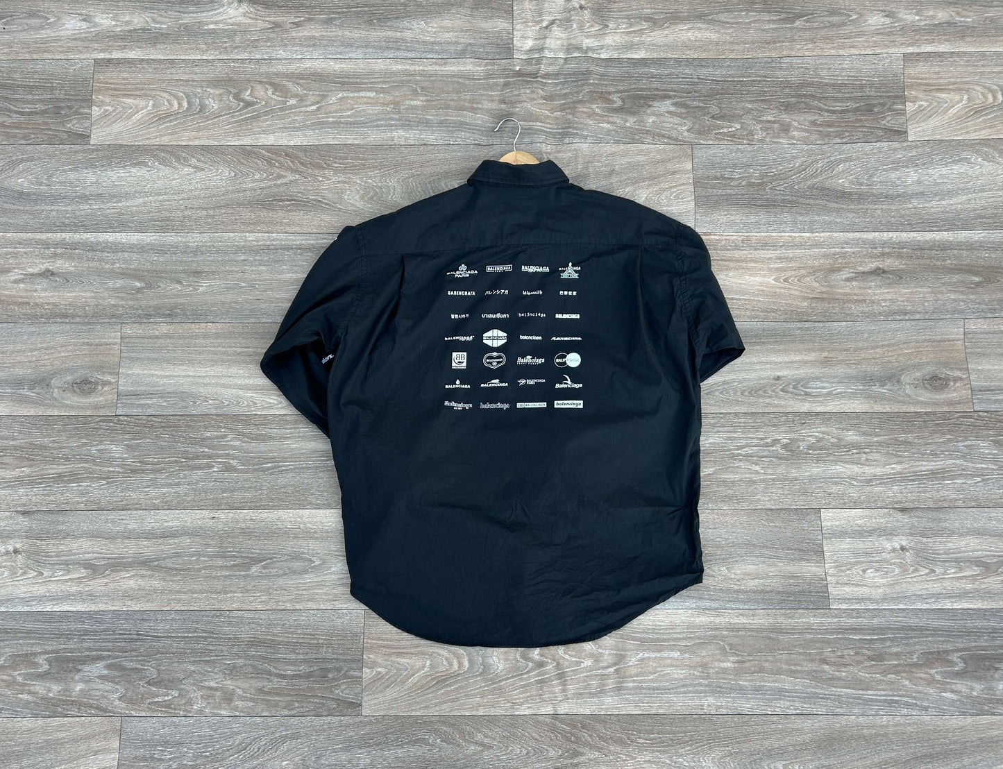 Balenciaga multi logo print button up shirt