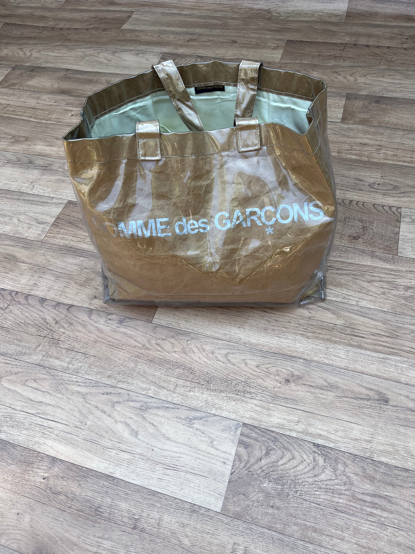 CDG transparent logo tote bag