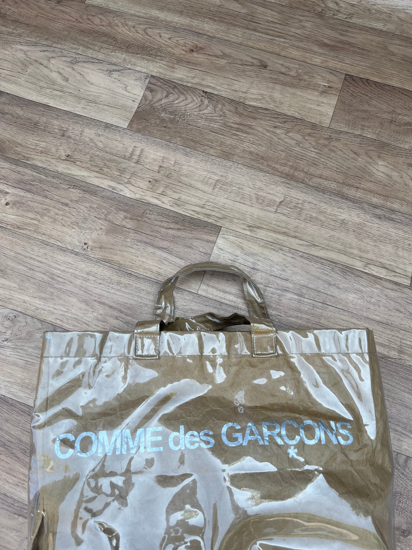 CDG transparent logo tote bag