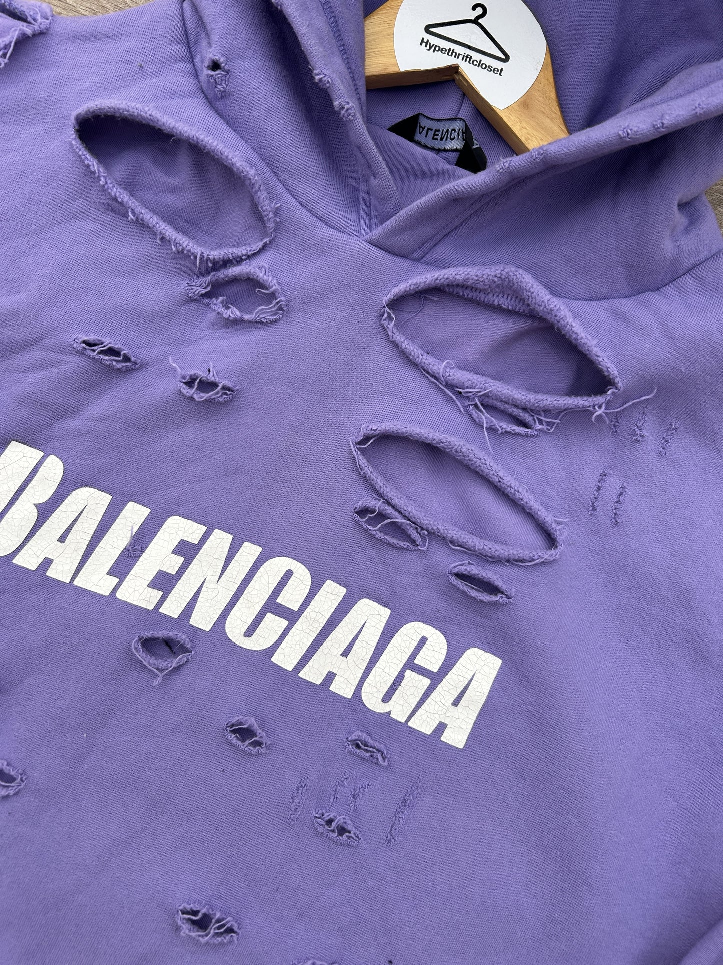 Balenciaga distressed logo print hoodie