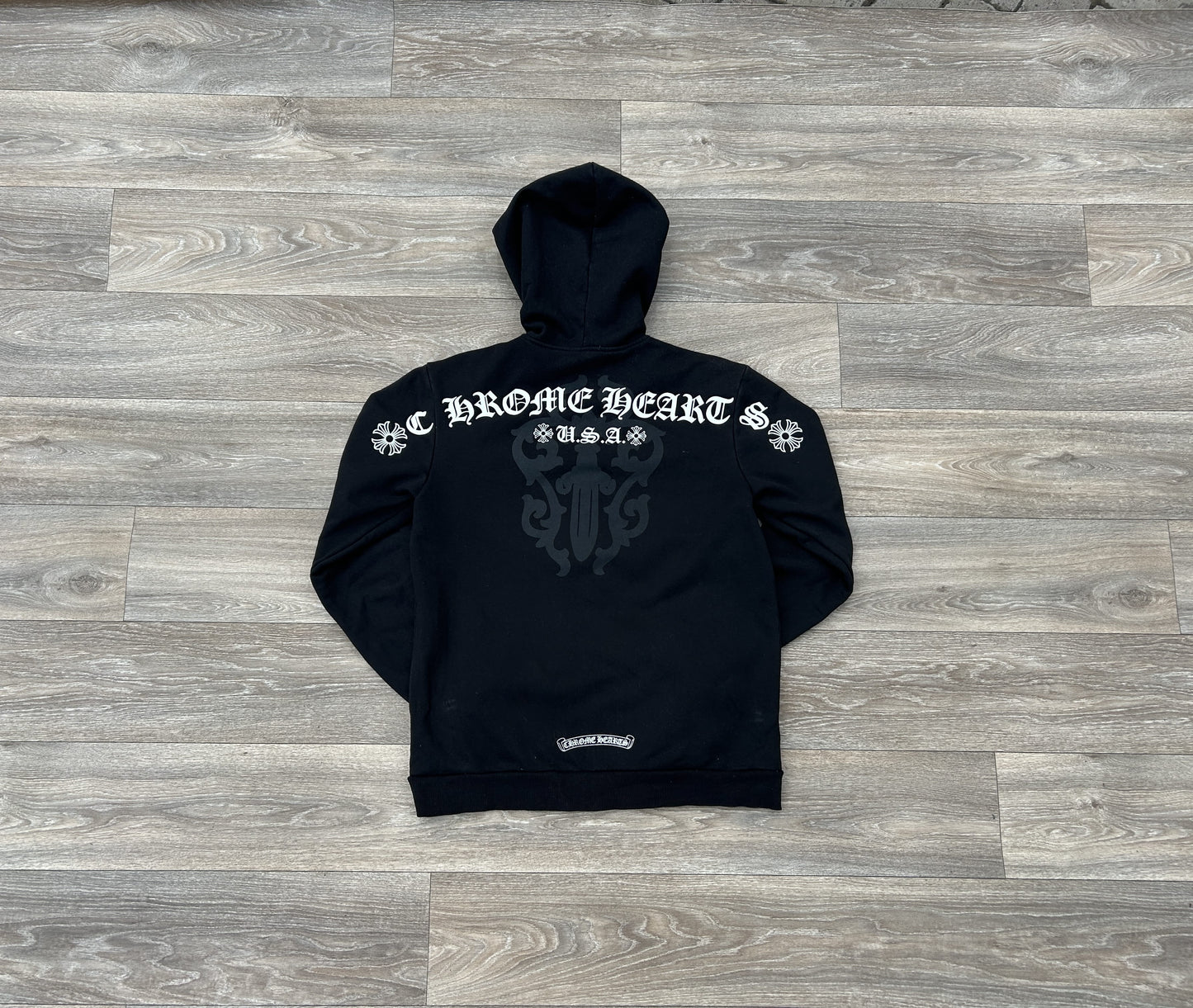 Chrome Hearts logo print zip up hoodie