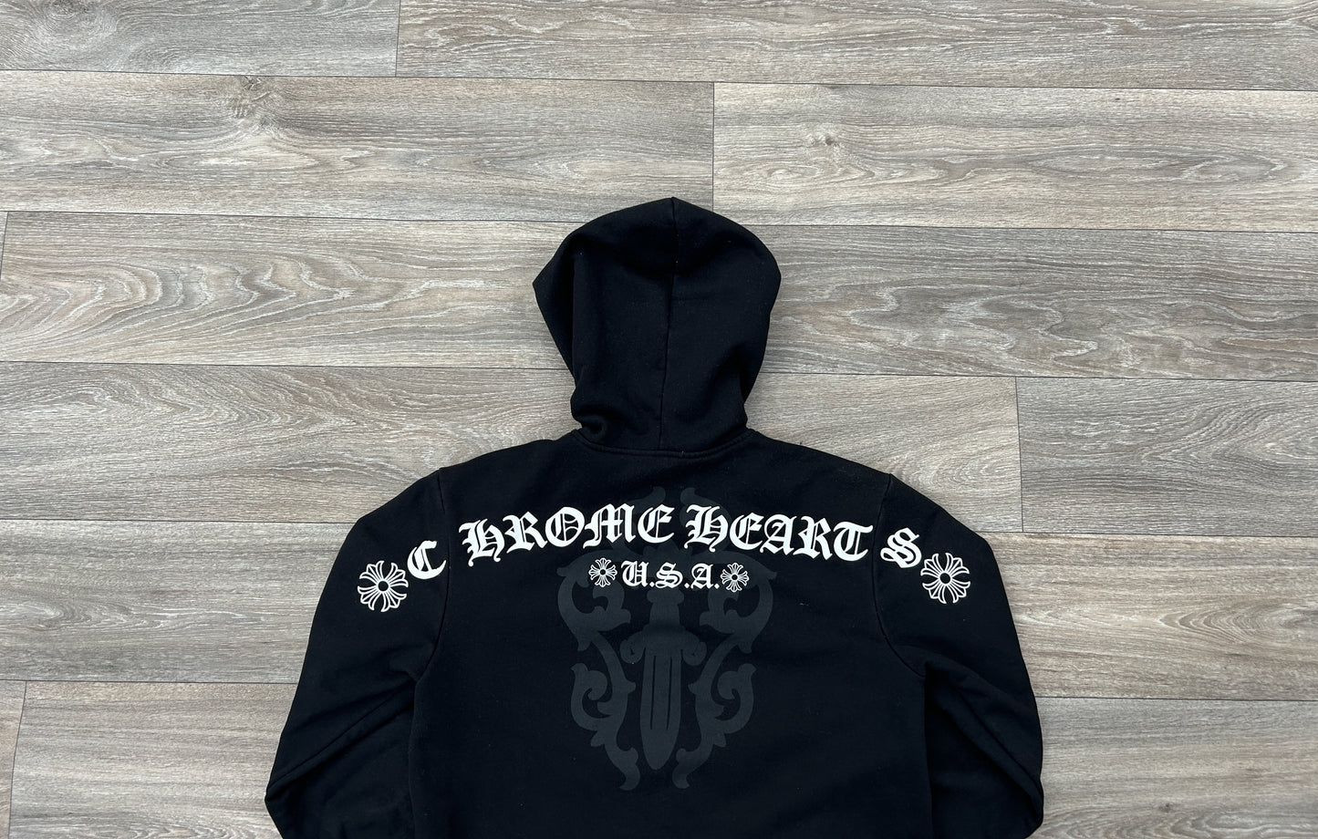 Chrome Hearts logo print zip up hoodie