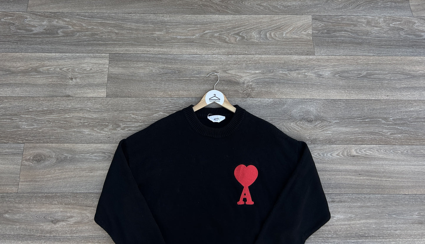 AMI embroidered logo knit sweater