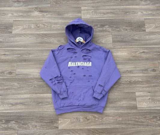 Balenciaga distressed logo print hoodie