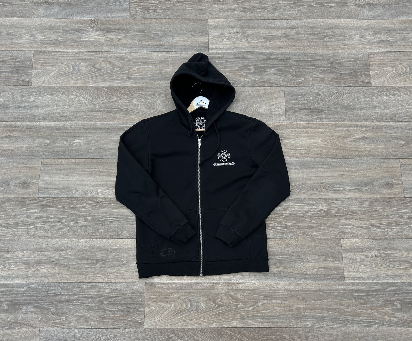 Chrome Hearts logo print zip up hoodie