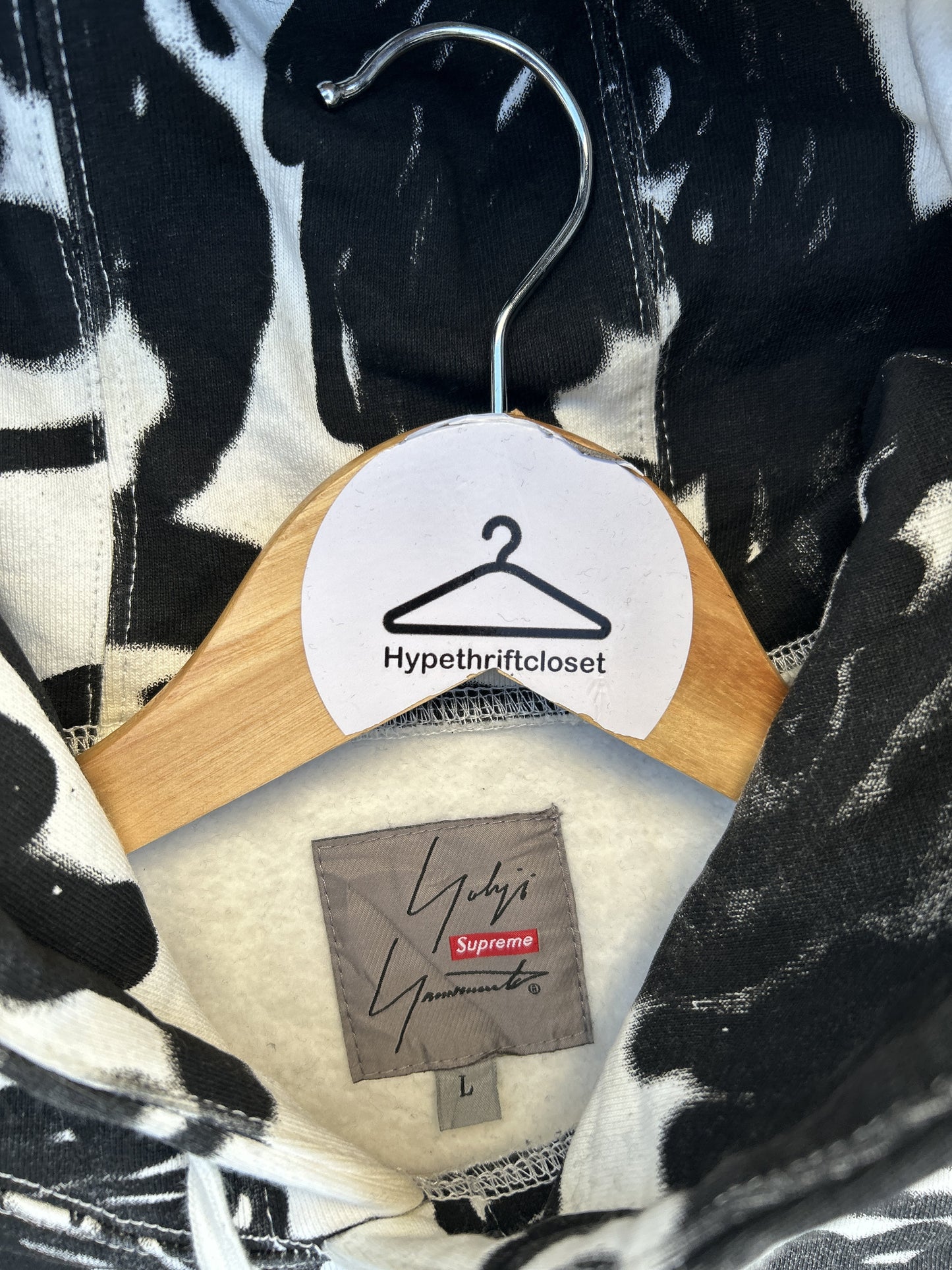Supreme x Yohji Yamamoto white face graffiti hoodie
