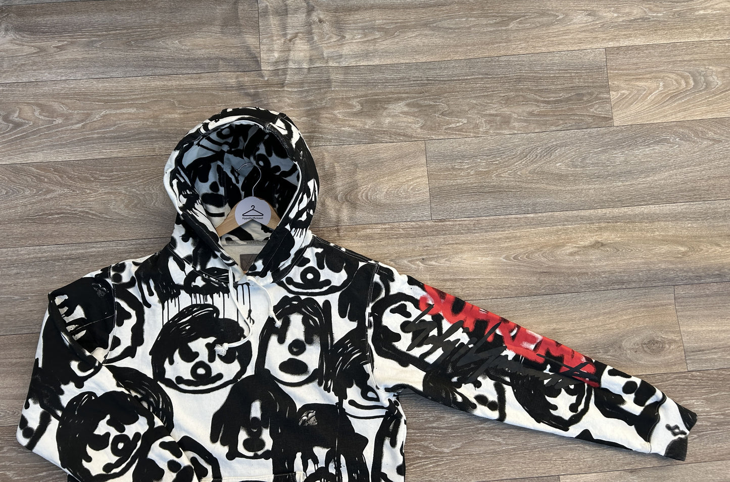 Supreme x Yohji Yamamoto white face graffiti hoodie