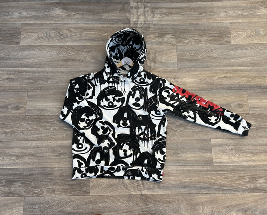Supreme x Yohji Yamamoto white face graffiti hoodie