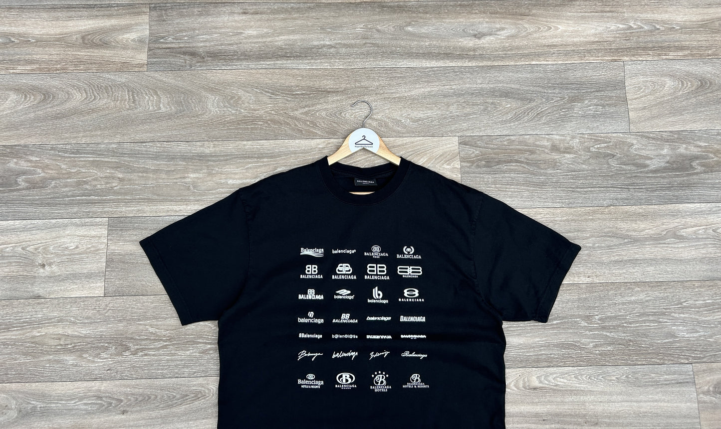 Balenciaga multi logo print tshirt