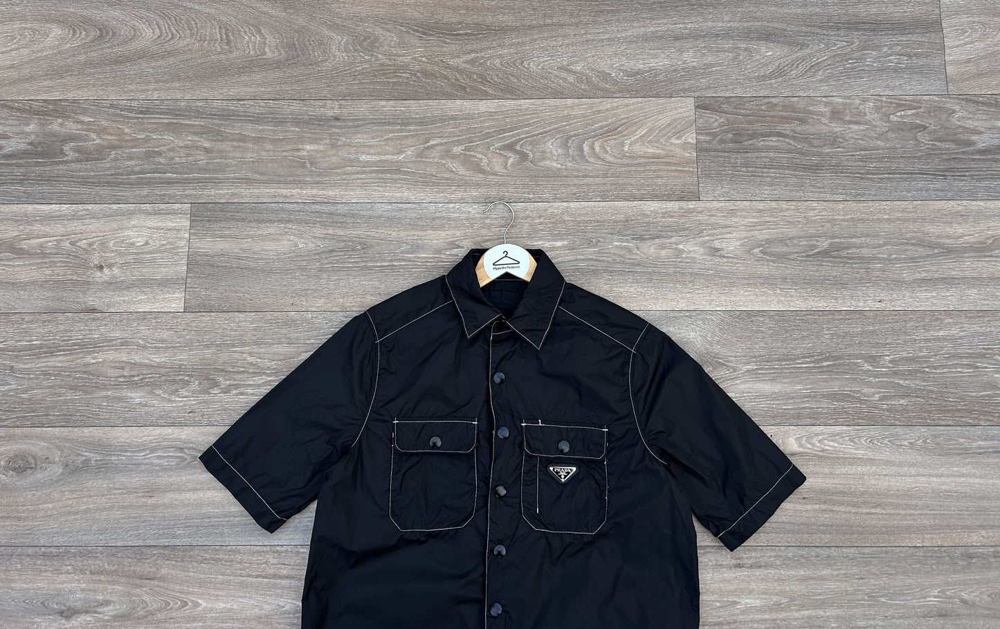 Prada nylon logo button up shirt