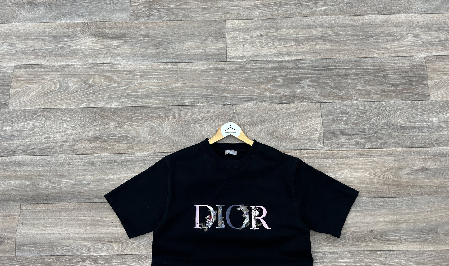 Dior embroidered flower logo tshirt