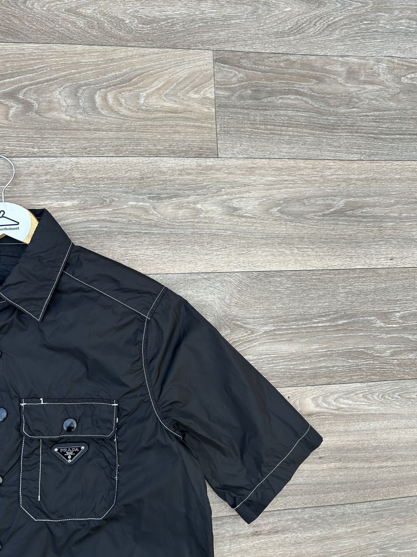 Prada nylon logo button up shirt