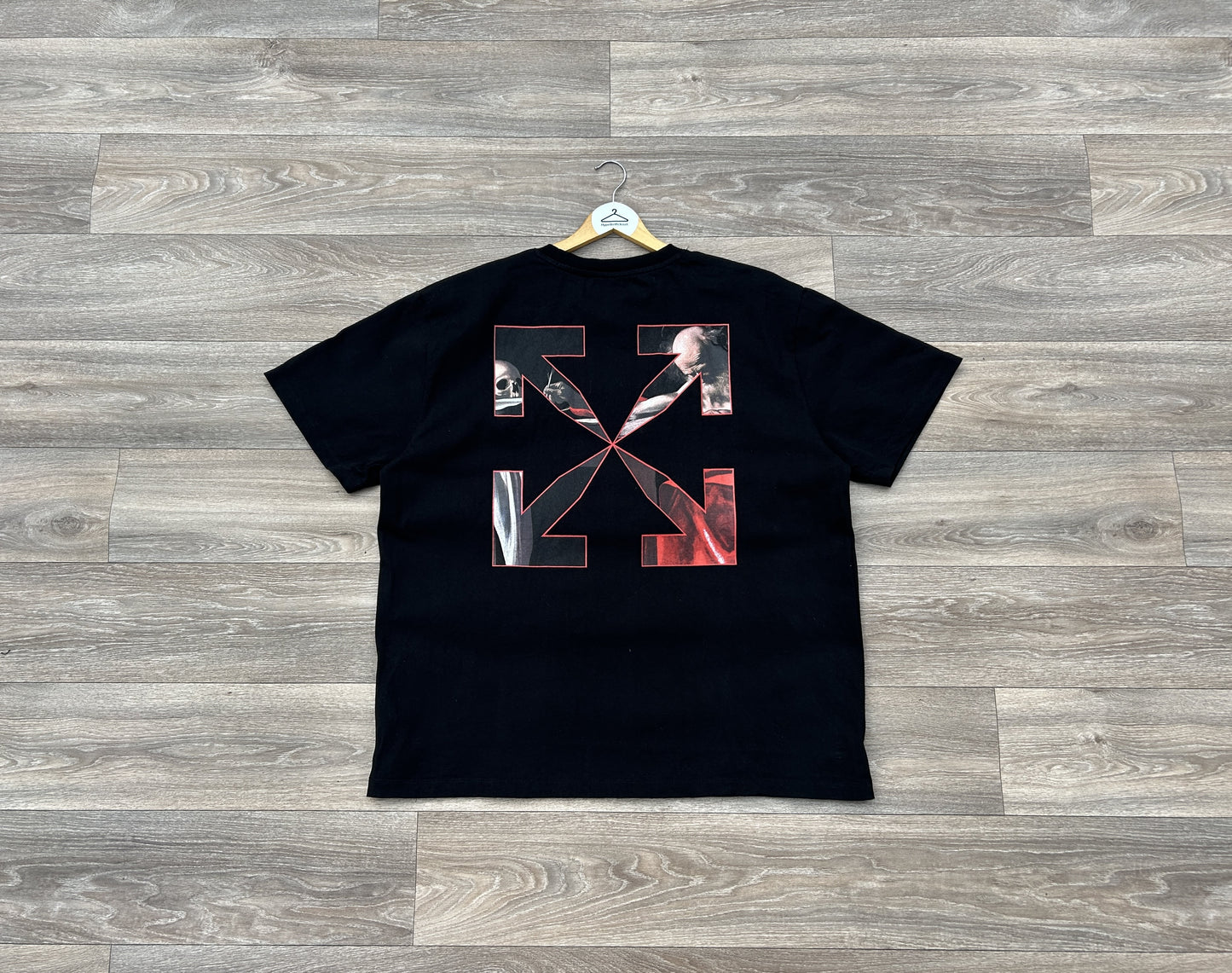 Off-white drowning man Caravaggio Saint Jerome logo print tshirt