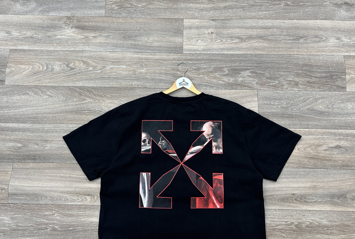 Off-white drowning man Caravaggio Saint Jerome logo print tshirt