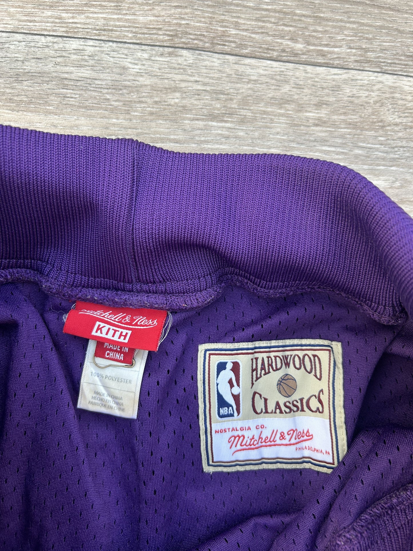 Kith x Mitchell & Ness logo shorts