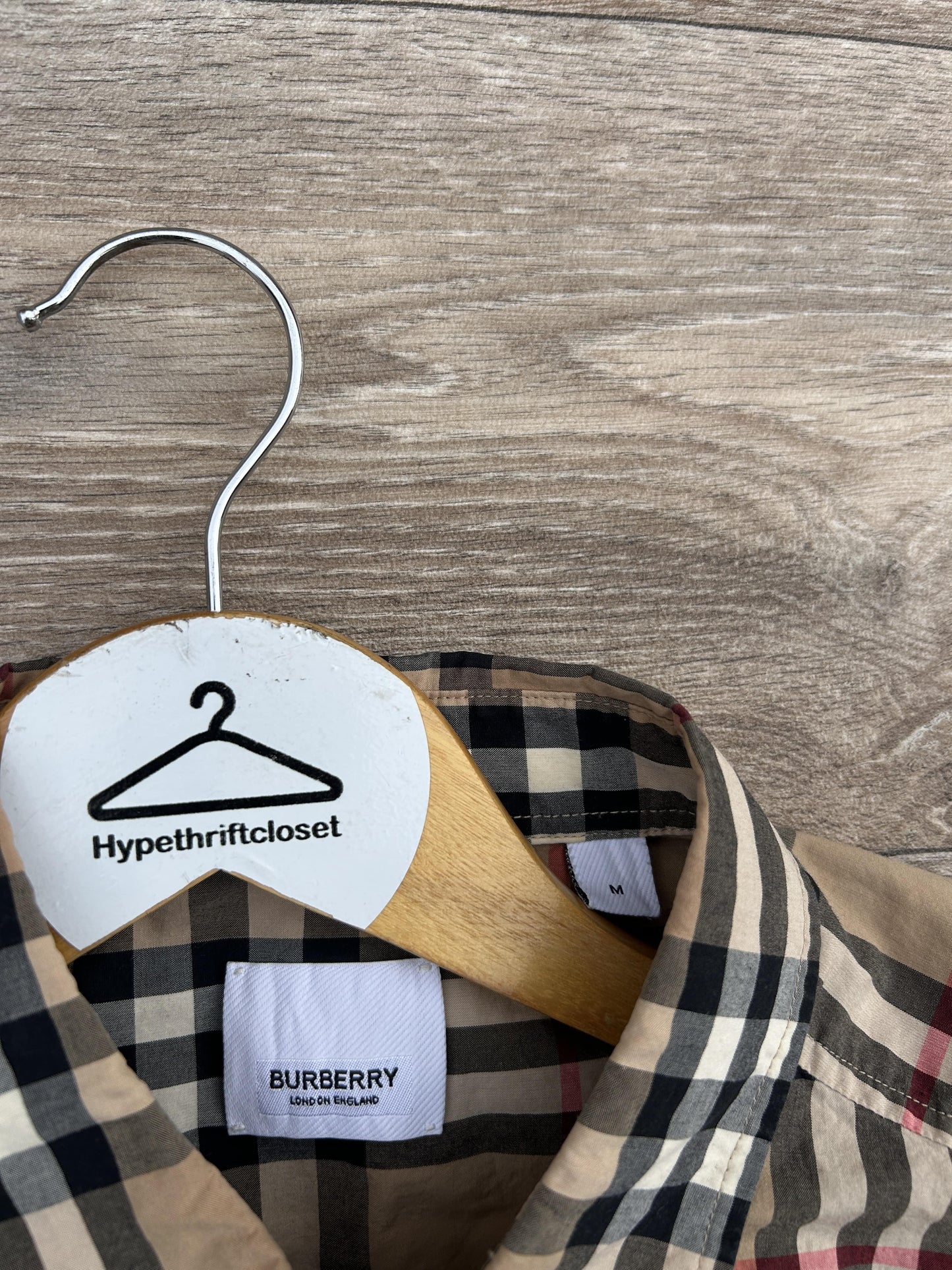 Burberry checkered logo print button-up shirt