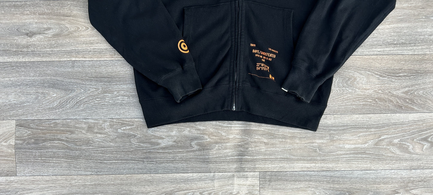 Bape x Undefeated logo print fill zip up hoodie