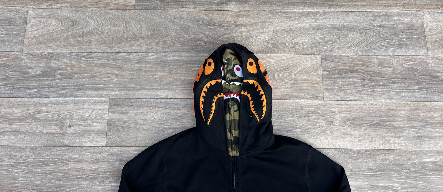 Bape x Undefeated logo print fill zip up hoodie
