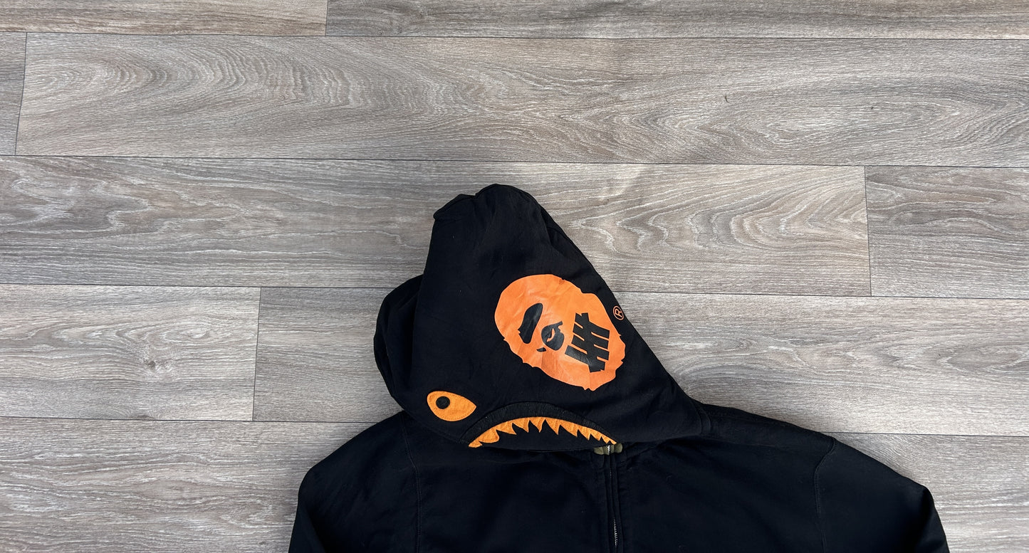 Bape x Undefeated logo print fill zip up hoodie