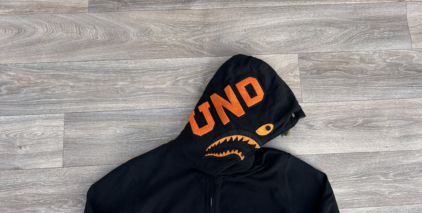 Bape x Undefeated logo print fill zip up hoodie