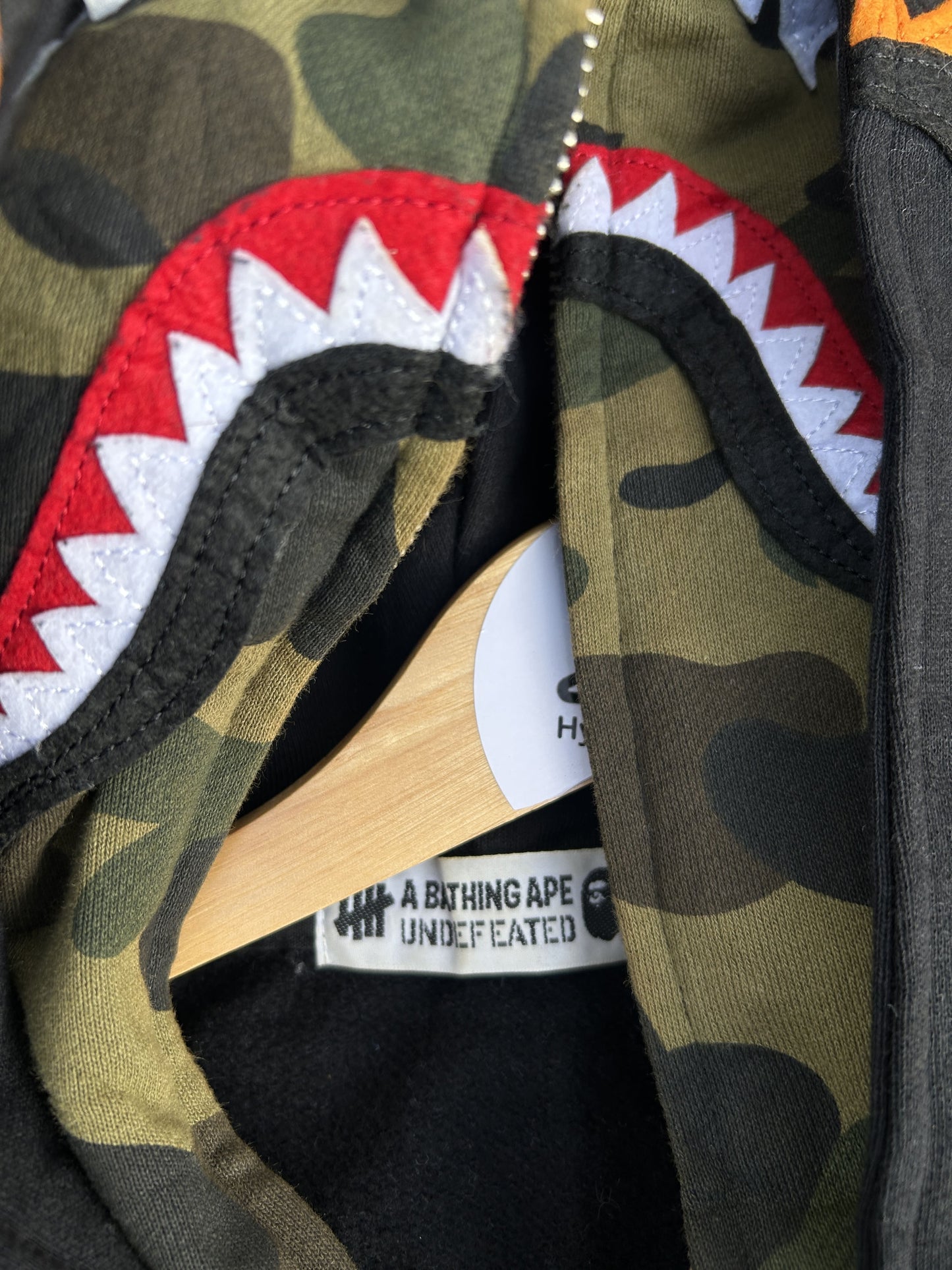 Bape x Undefeated logo print fill zip up hoodie