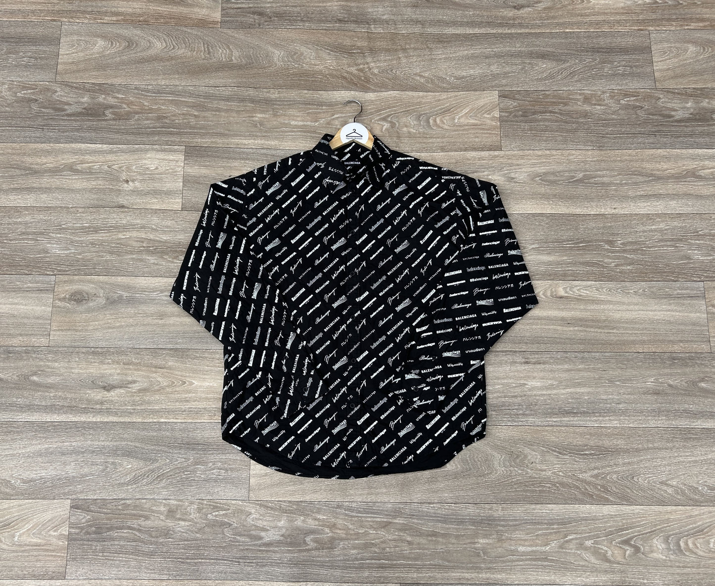 Balenciaga multi logo button up shirt