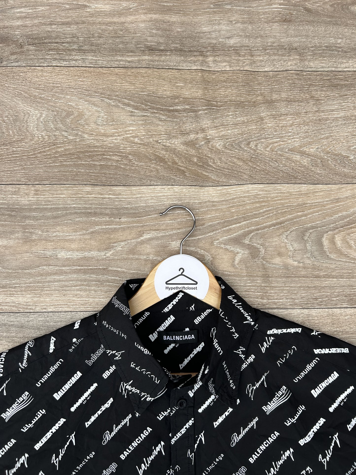 Balenciaga multi logo button up shirt
